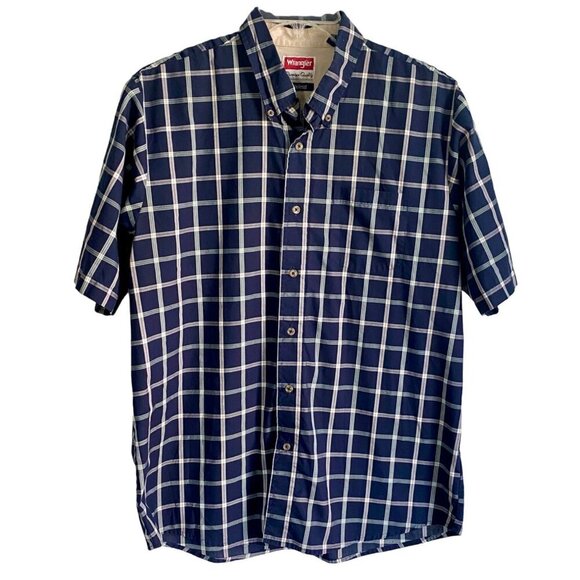 Wrangler Short Sleeve Wrinkle Resist Button Down Shirt Men's Large - Picture 1 of 7